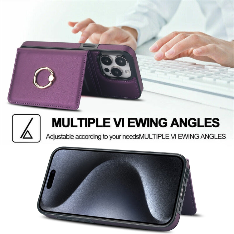 For iPhone 15 Pro Max RFID Anti-theft Card Ring Holder Phone Case