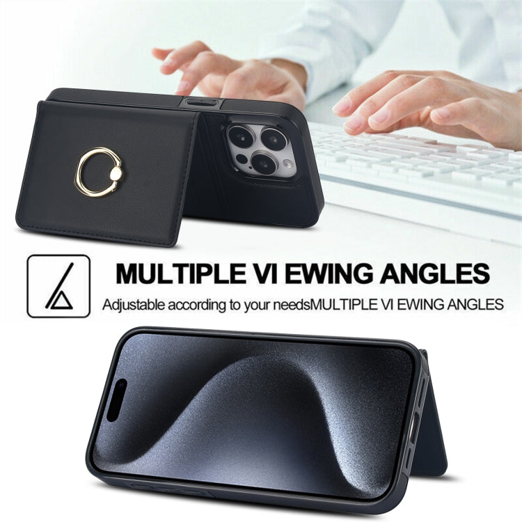 For iPhone 15 Pro RFID Anti-theft Card Ring Holder Phone Case