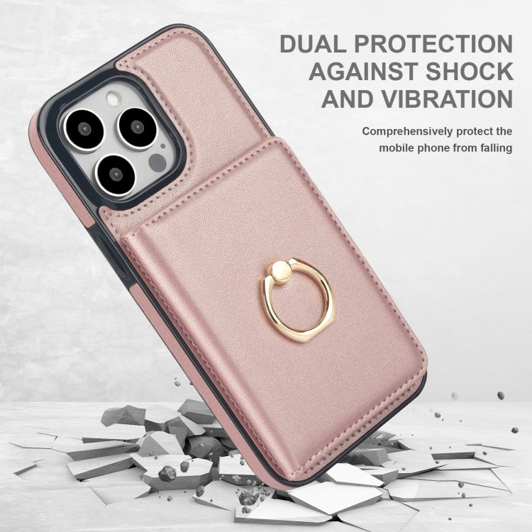 For iPhone 15 Pro RFID Anti-theft Card Ring Holder Phone Case