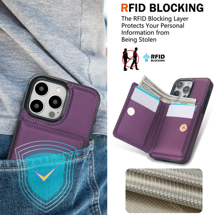For iPhone 15 Pro RFID Anti-theft Card Ring Holder Phone Case