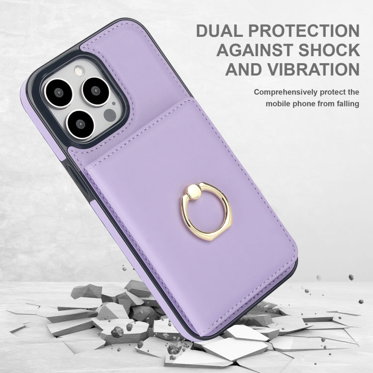 For iPhone 15 Pro RFID Anti-theft Card Ring Holder Phone Case