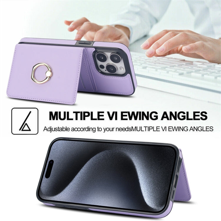 For iPhone 15 Pro RFID Anti-theft Card Ring Holder Phone Case