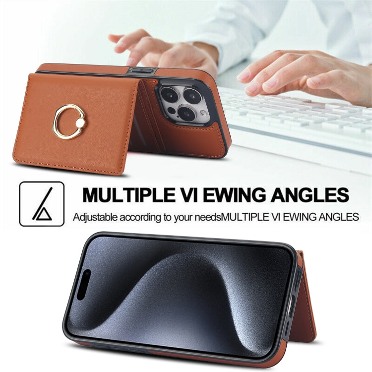 For iPhone 15 Pro RFID Anti-theft Card Ring Holder Phone Case