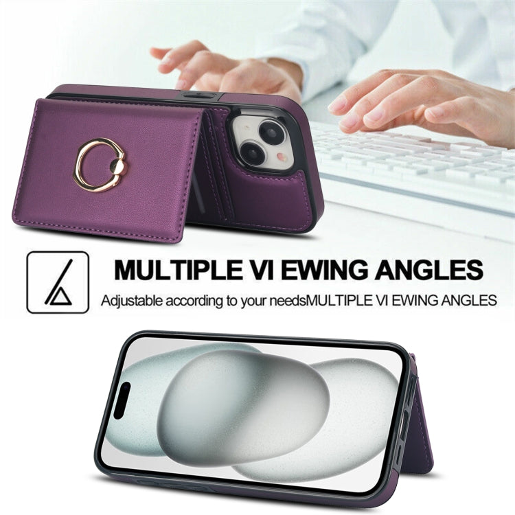 For iPhone 15 Plus RFID Anti-theft Card Ring Holder Phone Case