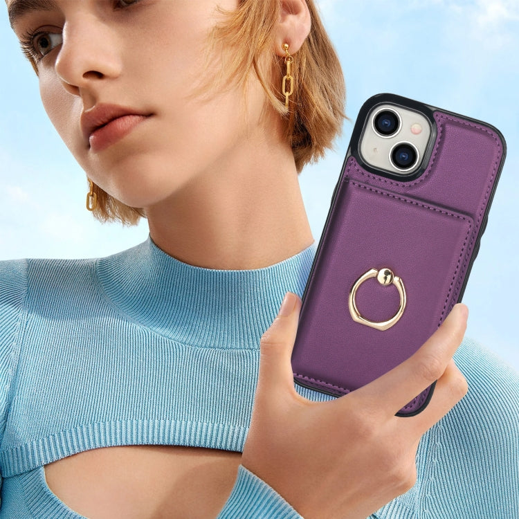 For iPhone 15 Plus RFID Anti-theft Card Ring Holder Phone Case