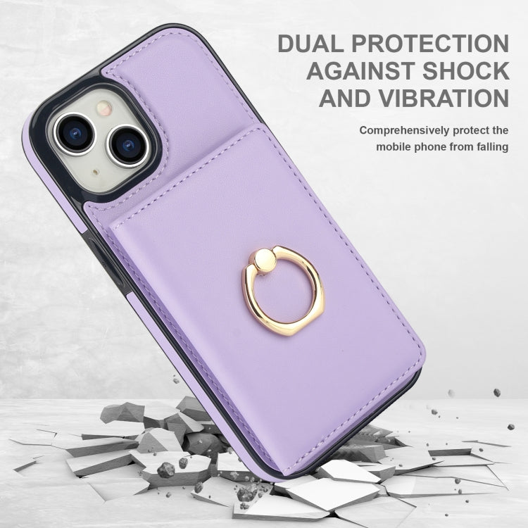 For iPhone 15 Plus RFID Anti-theft Card Ring Holder Phone Case