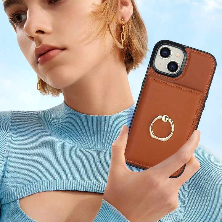 For iPhone 15 Plus RFID Anti-theft Card Ring Holder Phone Case
