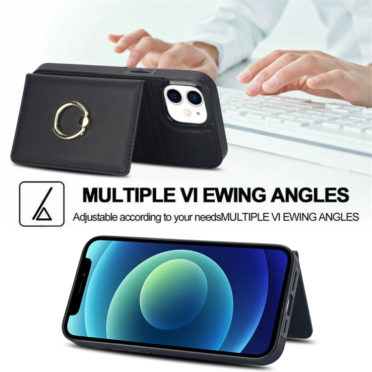 For iPhone 14 Plus RFID Anti-theft Card Ring Holder Phone Case
