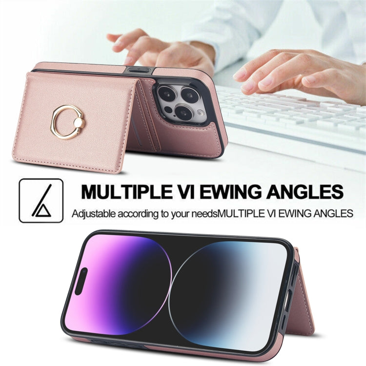 For iPhone 14 Pro RFID Anti-theft Card Ring Holder Phone Case
