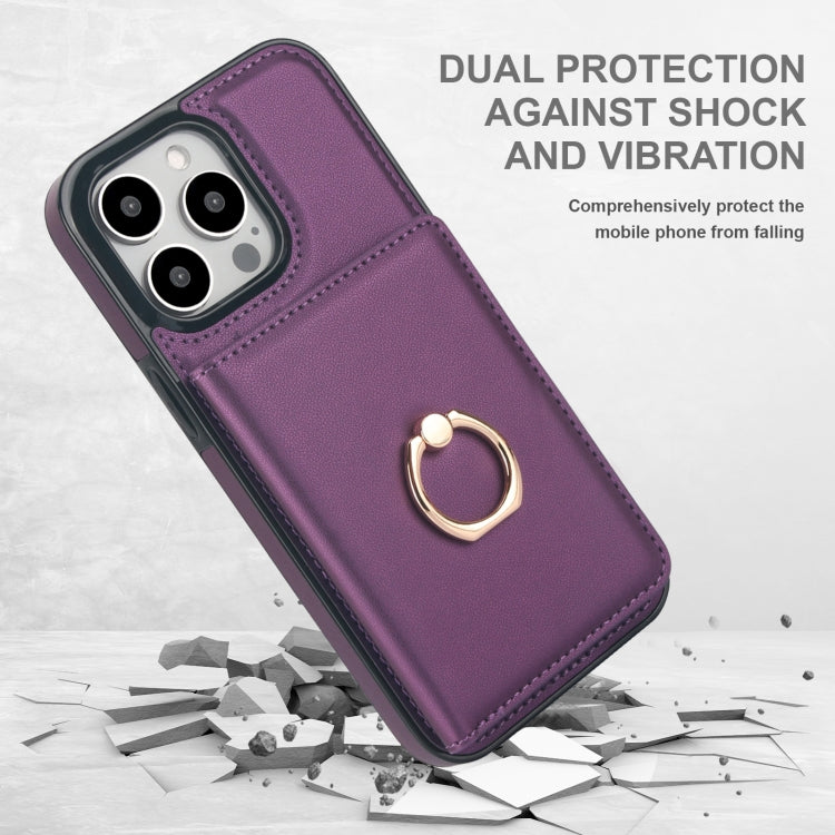 For iPhone 14 Pro RFID Anti-theft Card Ring Holder Phone Case