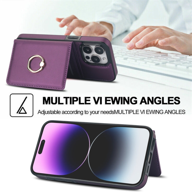 For iPhone 14 Pro RFID Anti-theft Card Ring Holder Phone Case