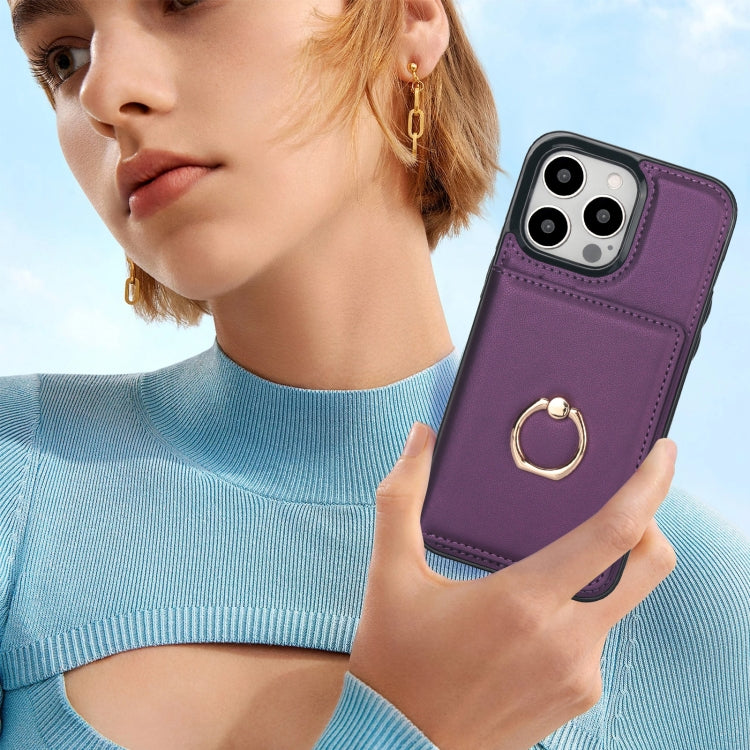 For iPhone 14 Pro RFID Anti-theft Card Ring Holder Phone Case