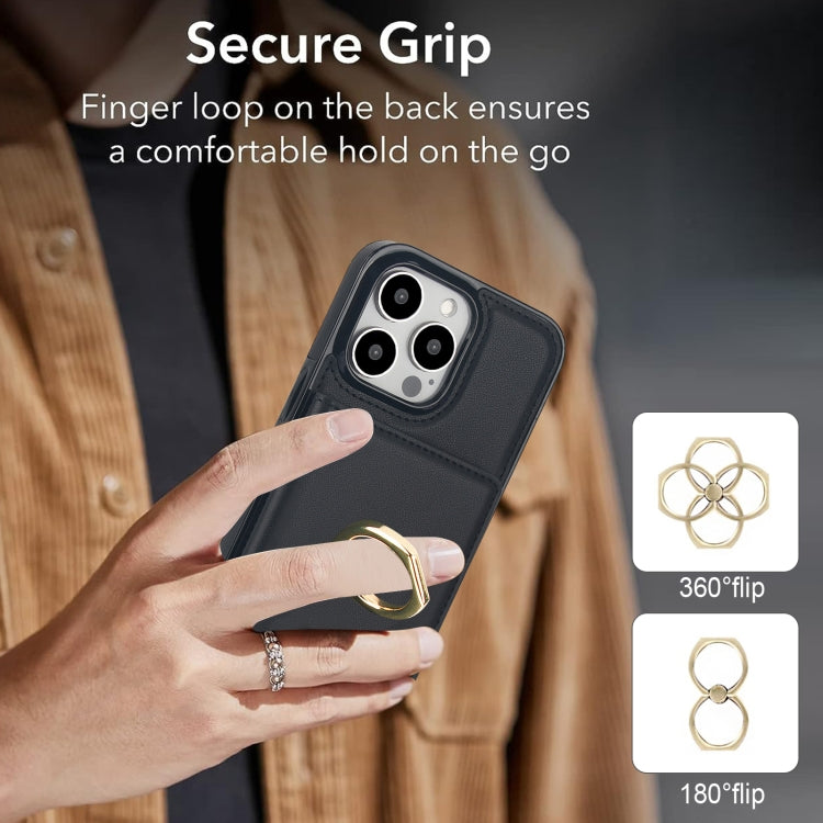 For iPhone 13 Pro RFID Anti-theft Card Ring Holder Phone Case