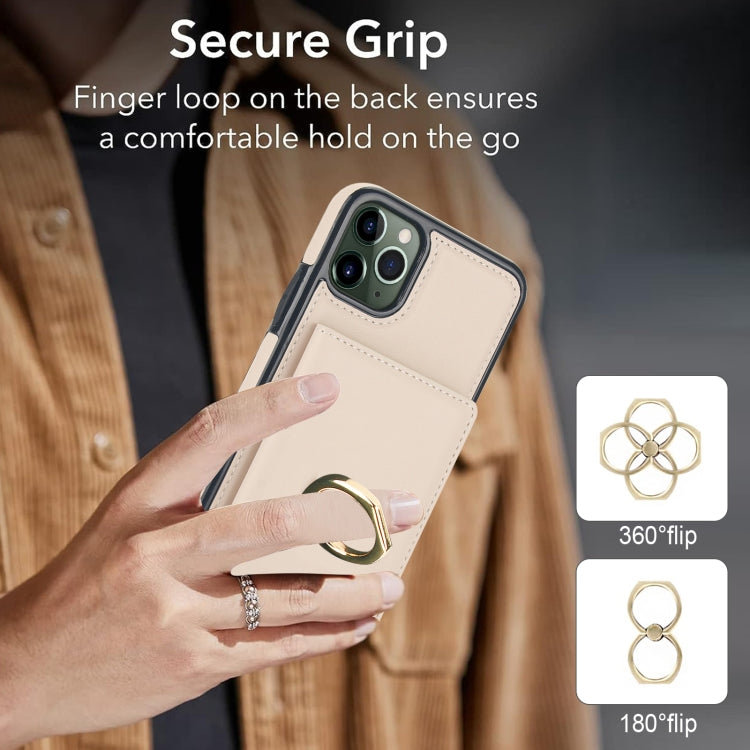 For iPhone 11 Pro RFID Anti-theft Card Ring Holder Phone Case
