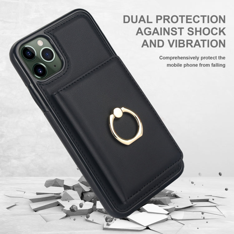 For iPhone 11 Pro RFID Anti-theft Card Ring Holder Phone Case