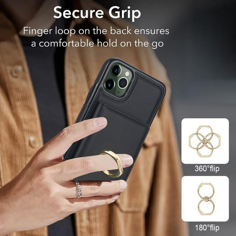 For iPhone 11 Pro RFID Anti-theft Card Ring Holder Phone Case