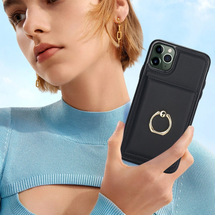 For iPhone 11 Pro RFID Anti-theft Card Ring Holder Phone Case
