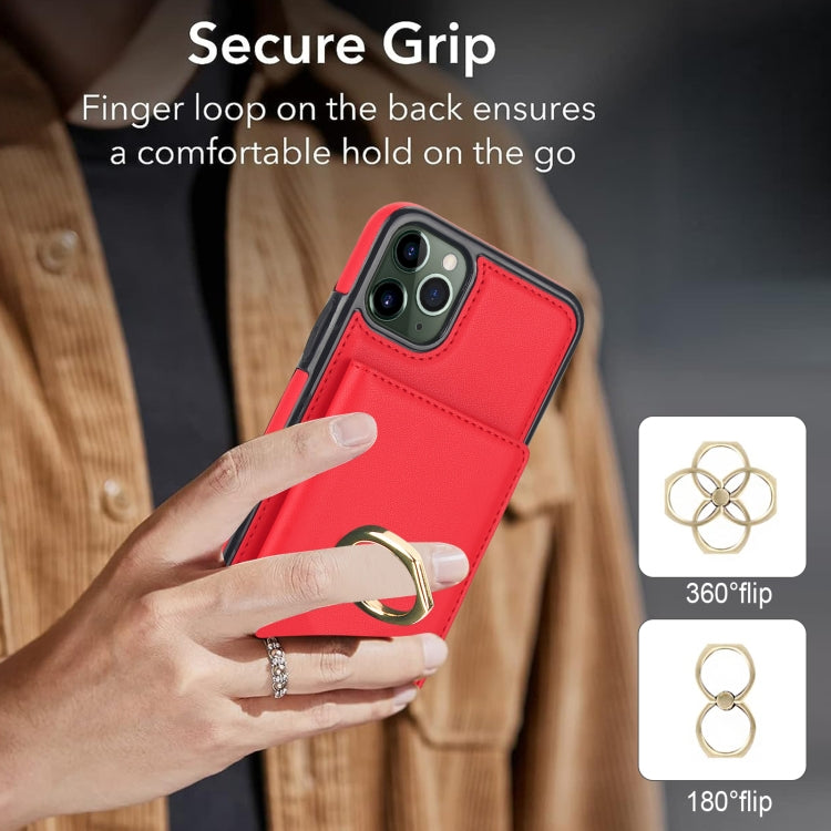 For iPhone 11 Pro RFID Anti-theft Card Ring Holder Phone Case