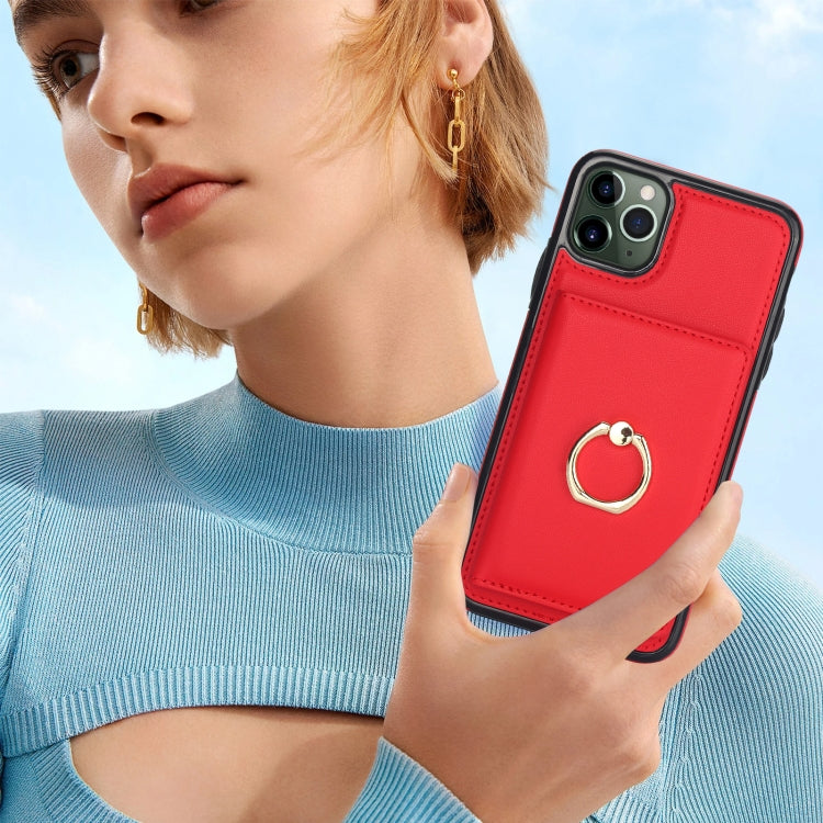 For iPhone 11 Pro RFID Anti-theft Card Ring Holder Phone Case