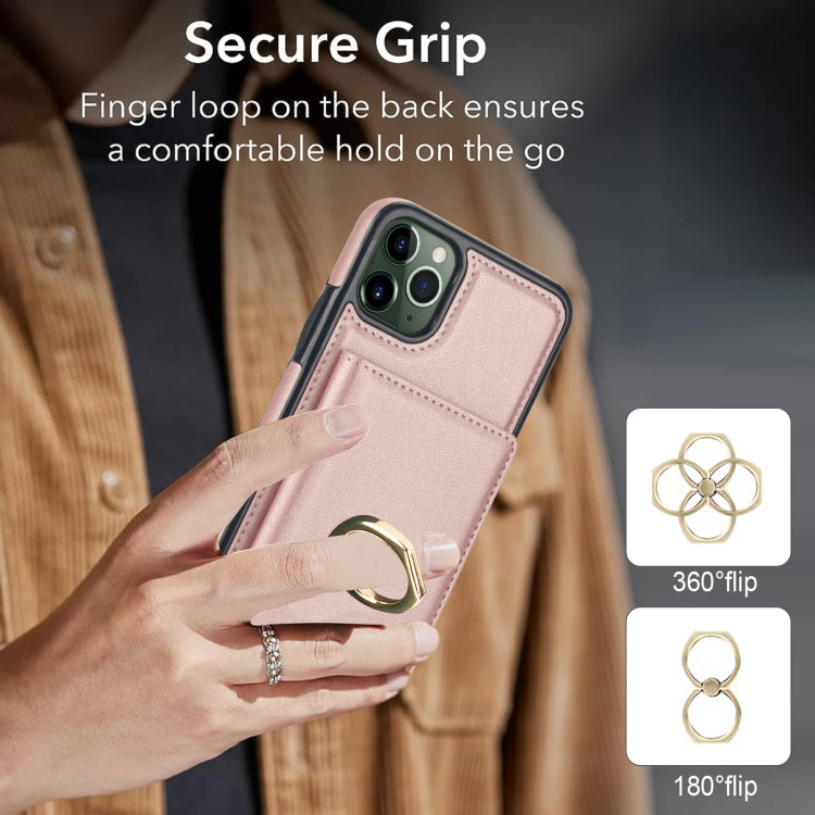 For iPhone 11 Pro RFID Anti-theft Card Ring Holder Phone Case