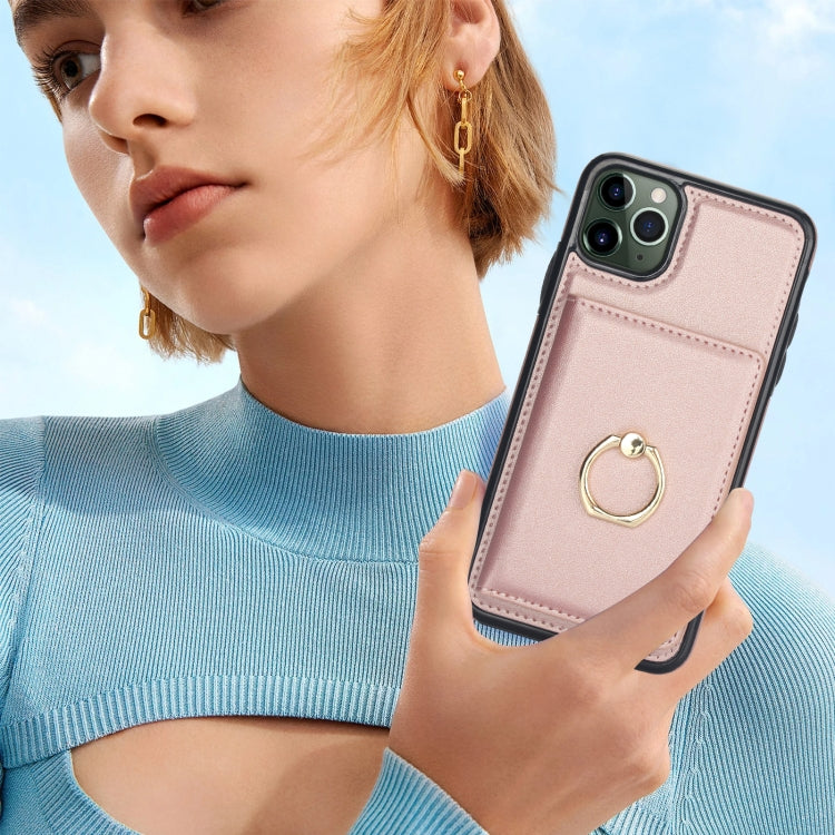 For iPhone 11 Pro RFID Anti-theft Card Ring Holder Phone Case