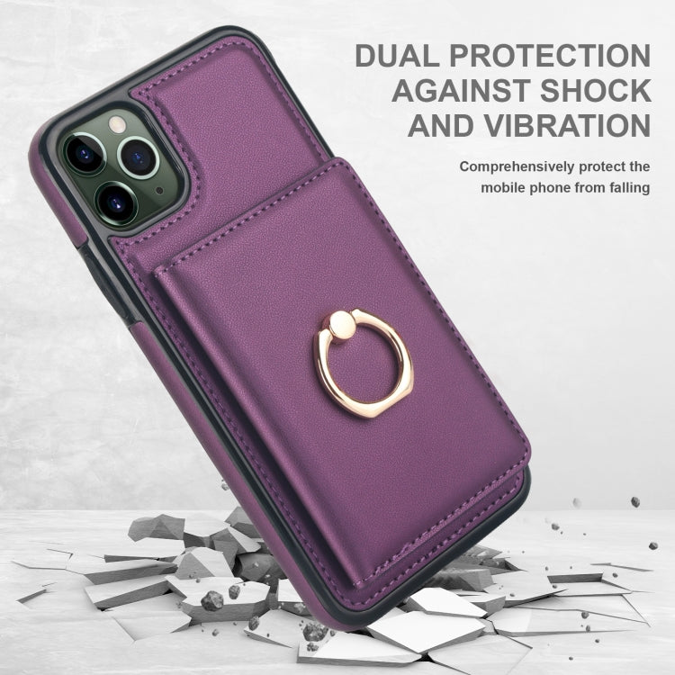 For iPhone 11 Pro RFID Anti-theft Card Ring Holder Phone Case