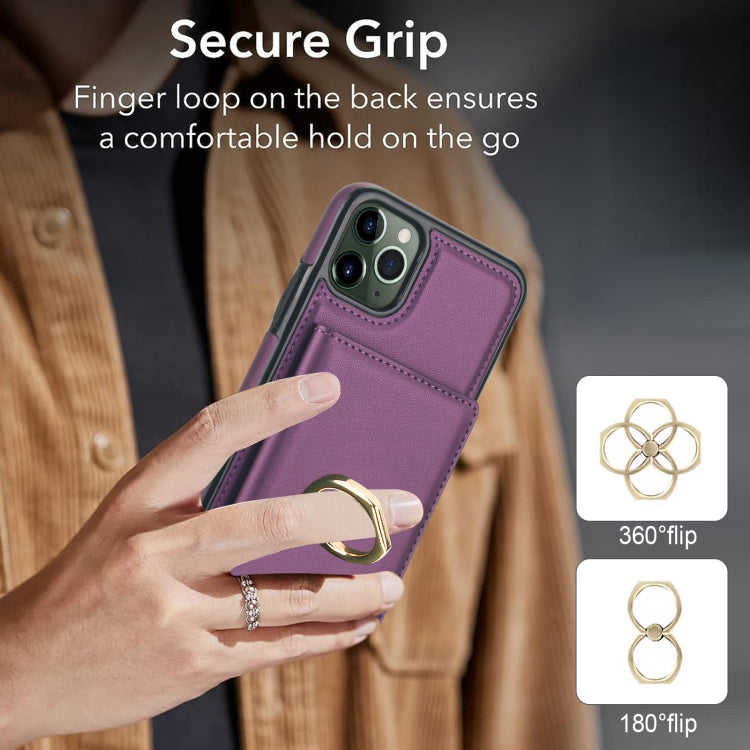 For iPhone 11 Pro RFID Anti-theft Card Ring Holder Phone Case