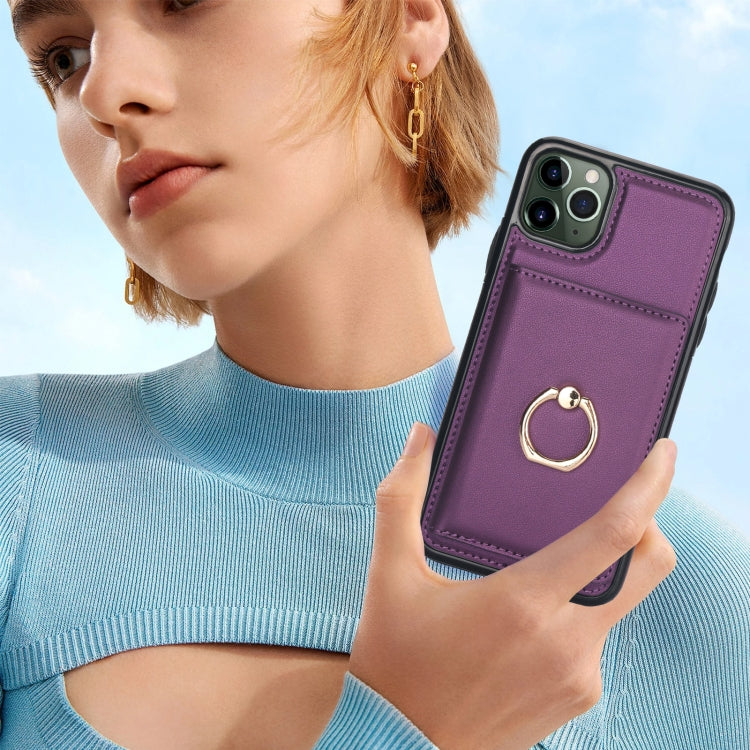 For iPhone 11 Pro RFID Anti-theft Card Ring Holder Phone Case