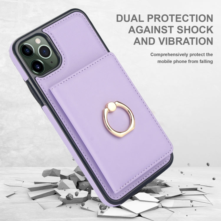 For iPhone 11 Pro RFID Anti-theft Card Ring Holder Phone Case