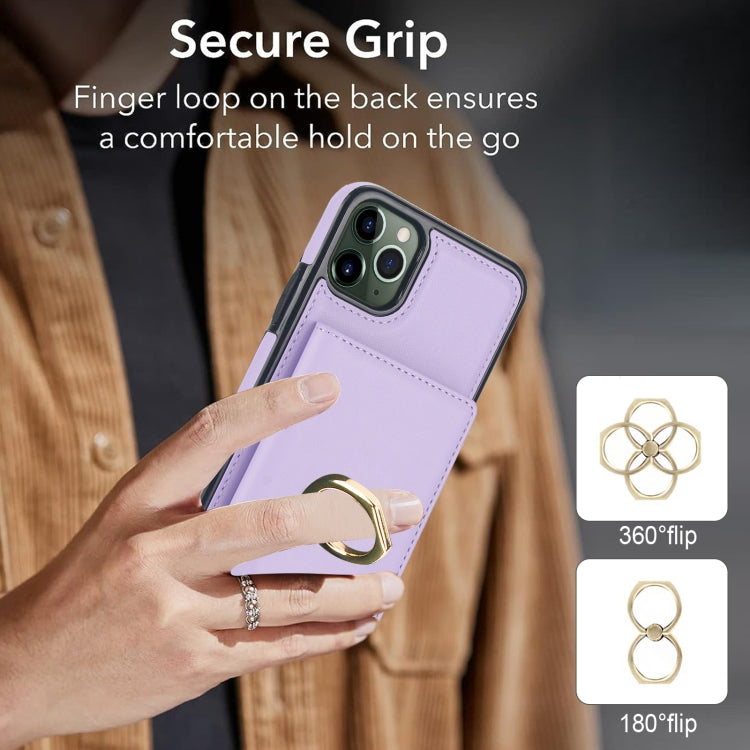 For iPhone 11 Pro RFID Anti-theft Card Ring Holder Phone Case