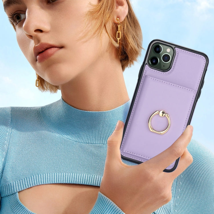 For iPhone 11 Pro RFID Anti-theft Card Ring Holder Phone Case