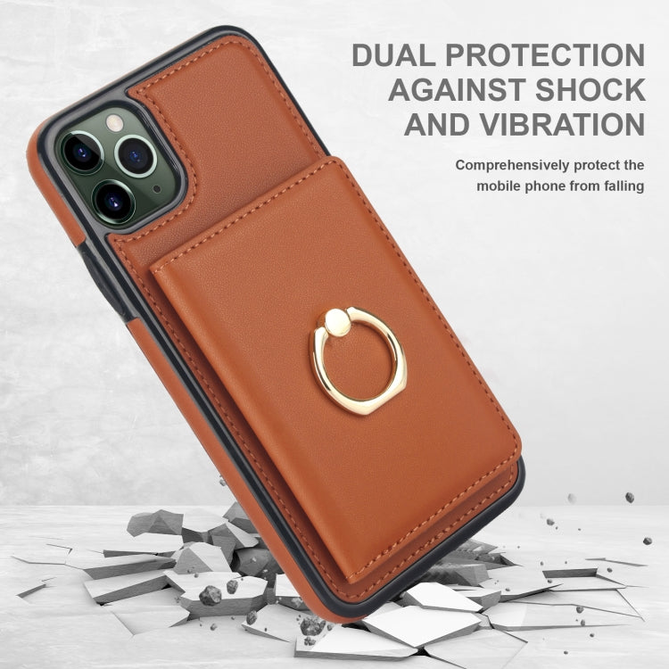 For iPhone 11 Pro RFID Anti-theft Card Ring Holder Phone Case
