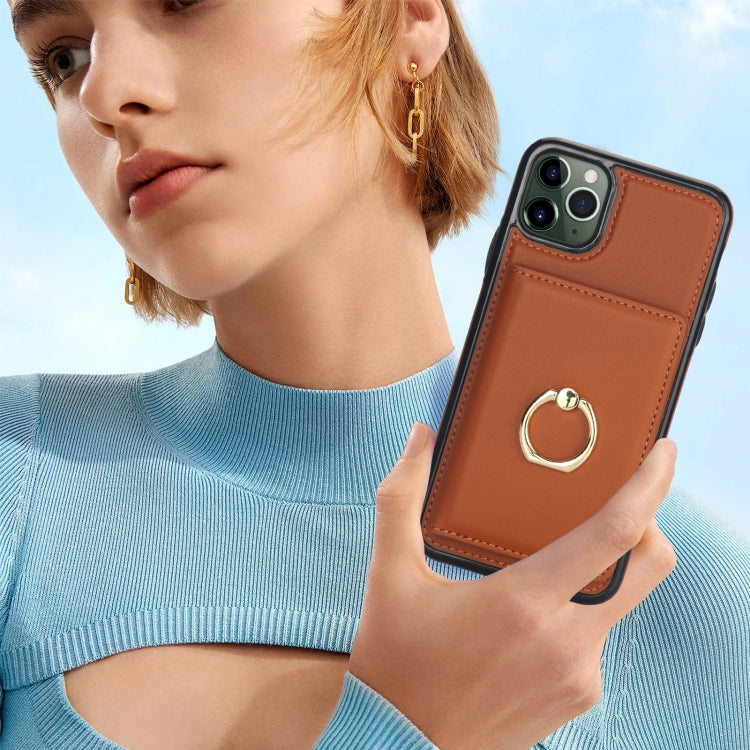 For iPhone 11 Pro RFID Anti-theft Card Ring Holder Phone Case