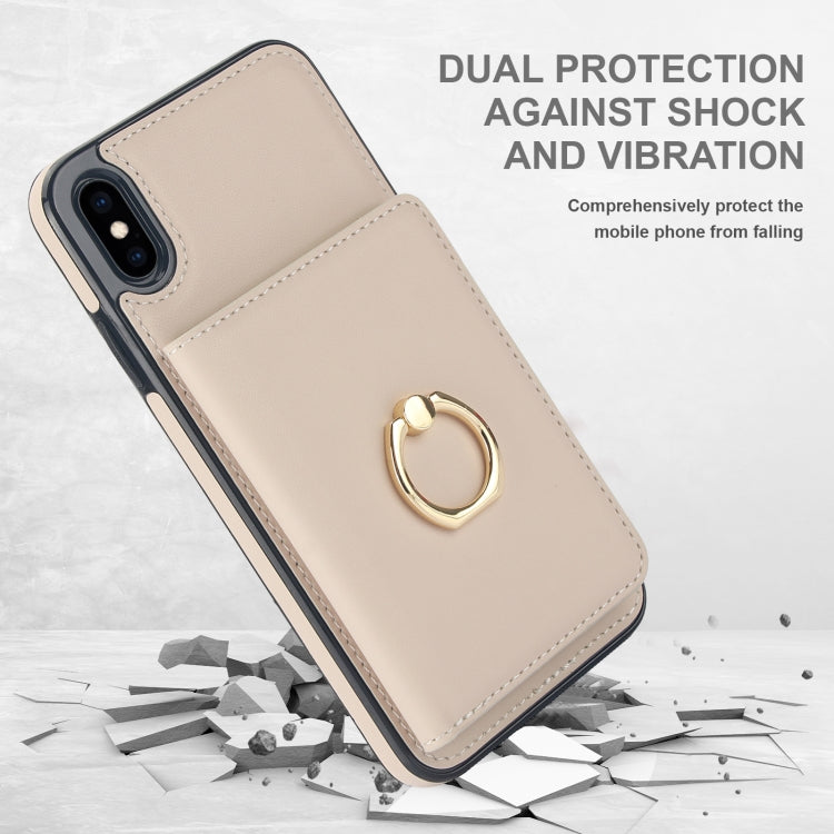 For iPhone XS / X RFID Anti-theft Card Ring Holder Phone Case