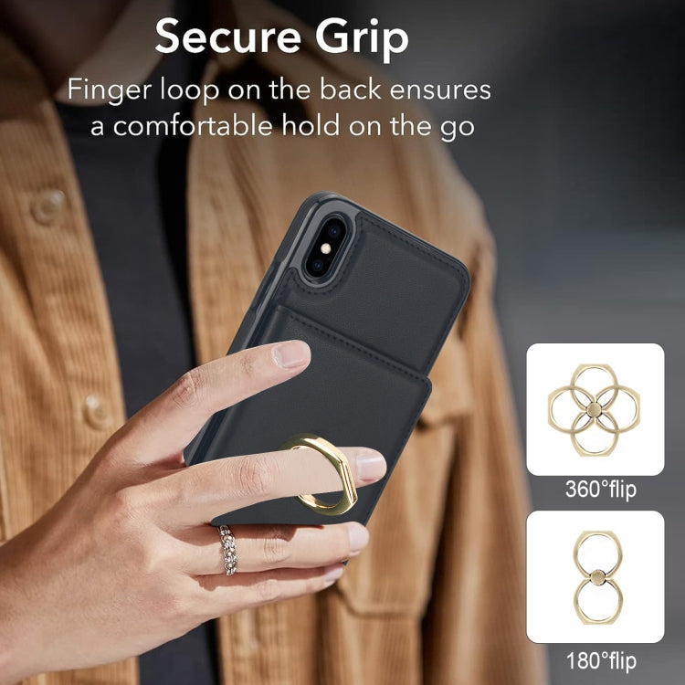For iPhone XS / X RFID Anti-theft Card Ring Holder Phone Case