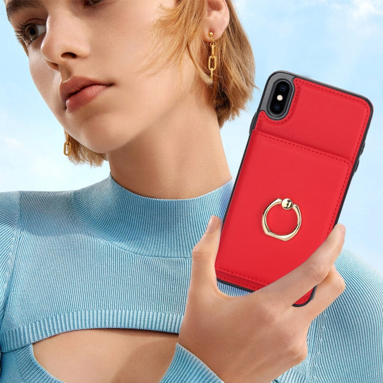 For iPhone XS / X RFID Anti-theft Card Ring Holder Phone Case