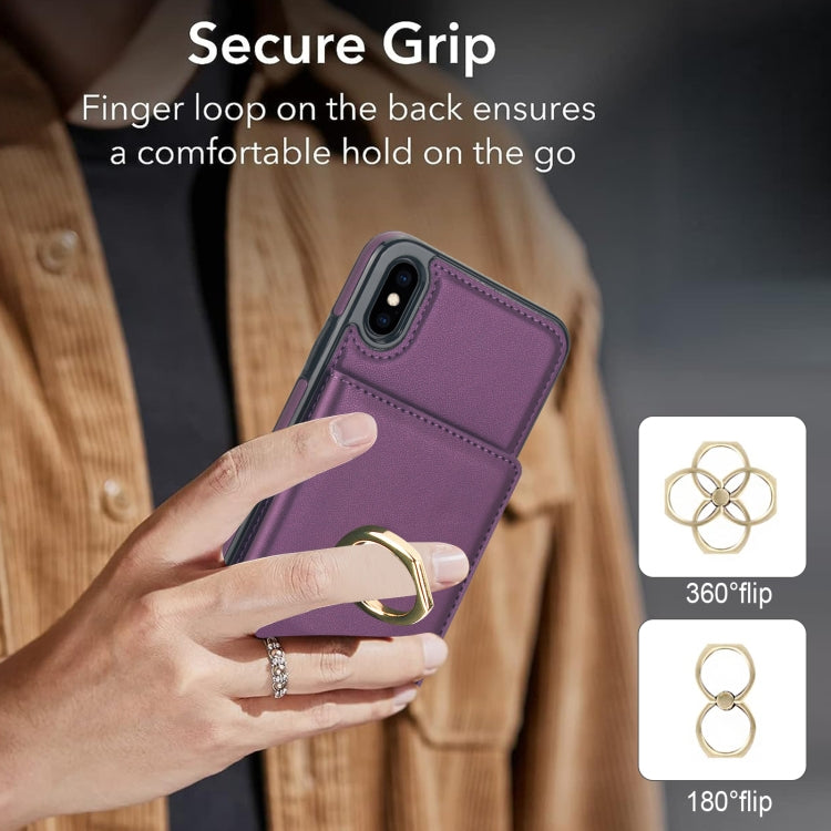 For iPhone XS / X RFID Anti-theft Card Ring Holder Phone Case