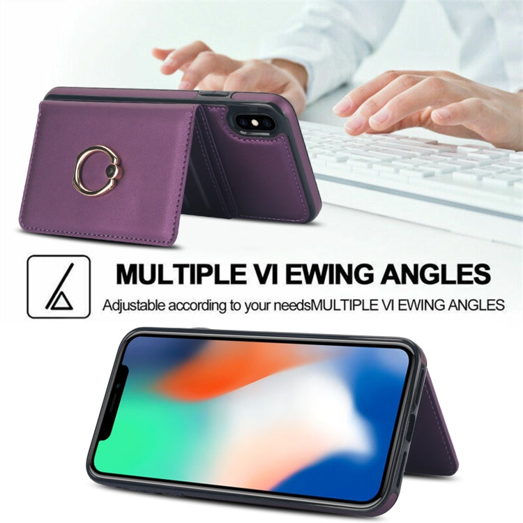 For iPhone XS / X RFID Anti-theft Card Ring Holder Phone Case