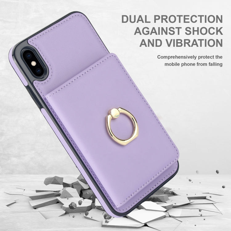 For iPhone XS / X RFID Anti-theft Card Ring Holder Phone Case