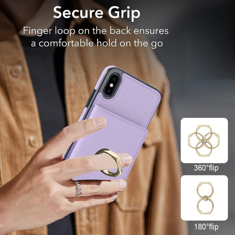 For iPhone XS / X RFID Anti-theft Card Ring Holder Phone Case