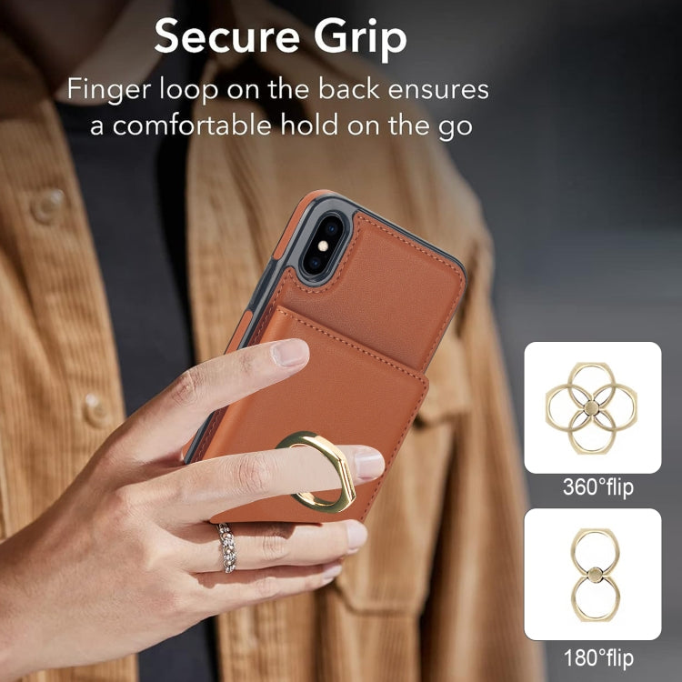 For iPhone XS / X RFID Anti-theft Card Ring Holder Phone Case