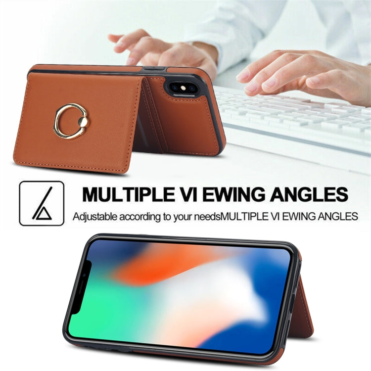 For iPhone XS / X RFID Anti-theft Card Ring Holder Phone Case