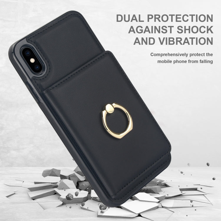 For iPhone XR RFID Anti-theft Card Ring Holder Phone Case