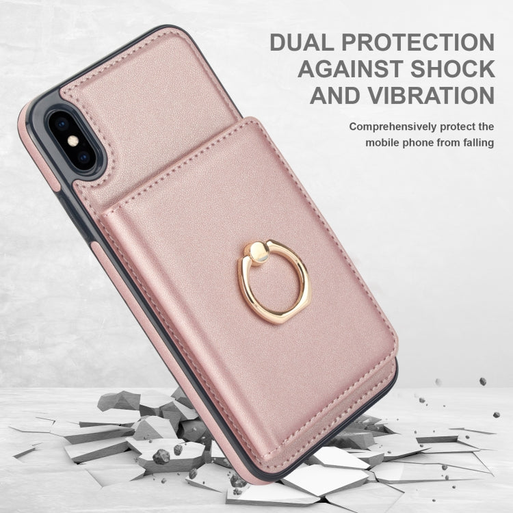 For iPhone XR RFID Anti-theft Card Ring Holder Phone Case