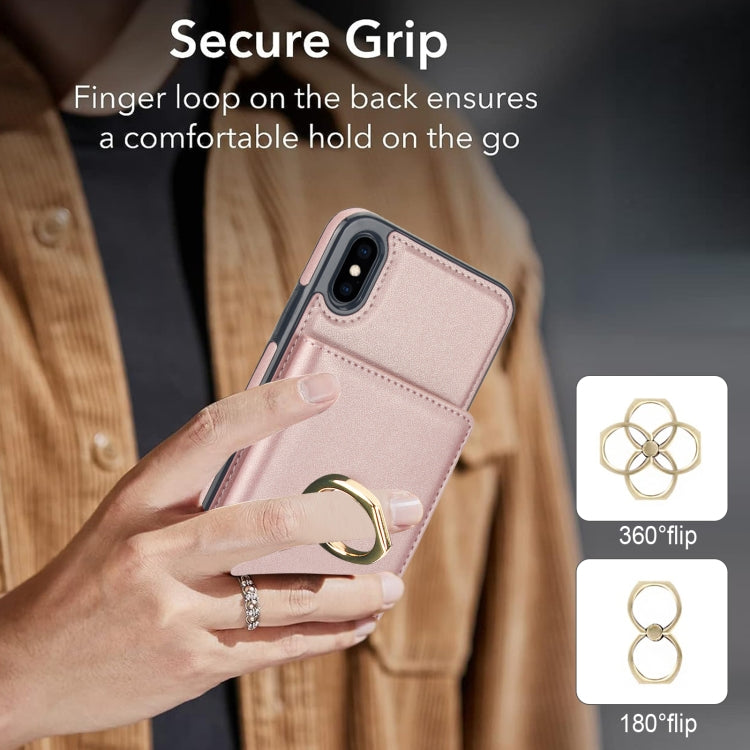 For iPhone XR RFID Anti-theft Card Ring Holder Phone Case