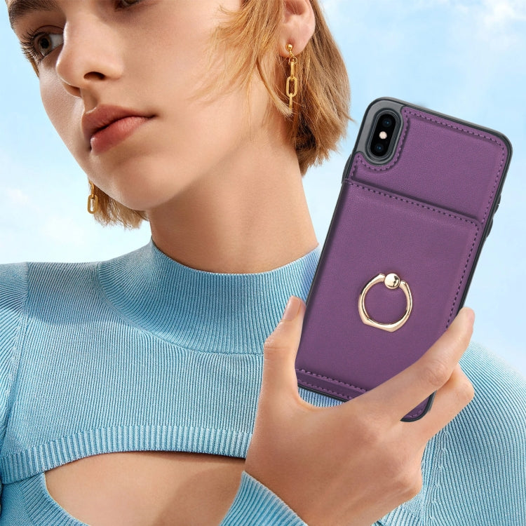 For iPhone XR RFID Anti-theft Card Ring Holder Phone Case