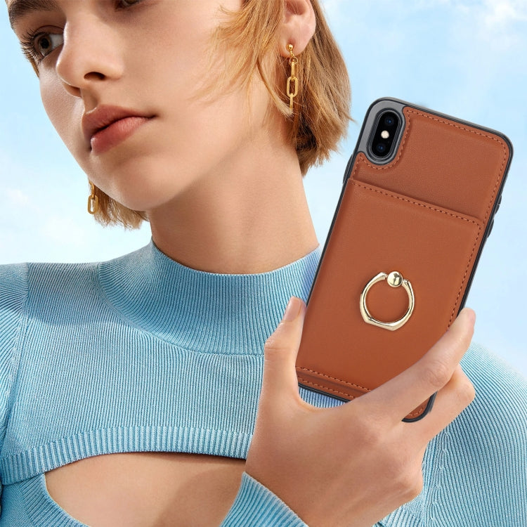 For iPhone XR RFID Anti-theft Card Ring Holder Phone Case