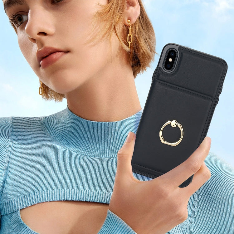 For iPhone XS Max RFID Anti-theft Card Ring Holder Phone Case