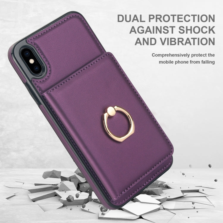 For iPhone XS Max RFID Anti-theft Card Ring Holder Phone Case