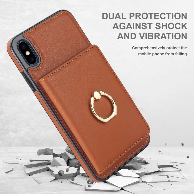 For iPhone XS Max RFID Anti-theft Card Ring Holder Phone Case